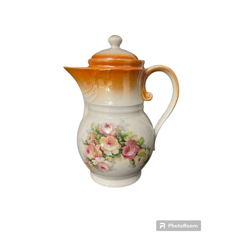 Vintage Germany Porcelain Hand Painted Roses Teapot